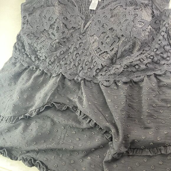 Rue Plus Black Lace Boho Festival Blouse Women’s Plus Size 4X Baby Doll - Picture 5 of 14